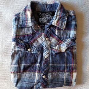 Broken Threads Men's Blue Flannel Shirt Size Small
